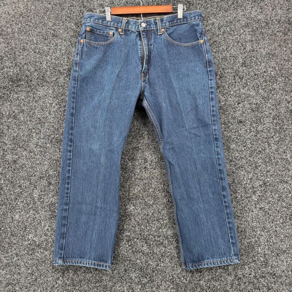 Levis 505 Regular Fit Mens Jeans 36x29 Blue Denim Straight Leg Pants 00505-0216
